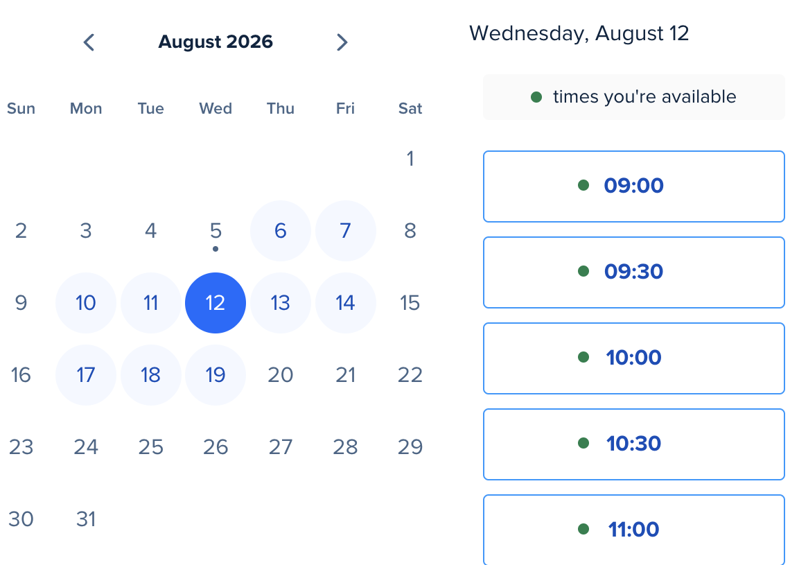 The Stepping Stones scheduling calendar